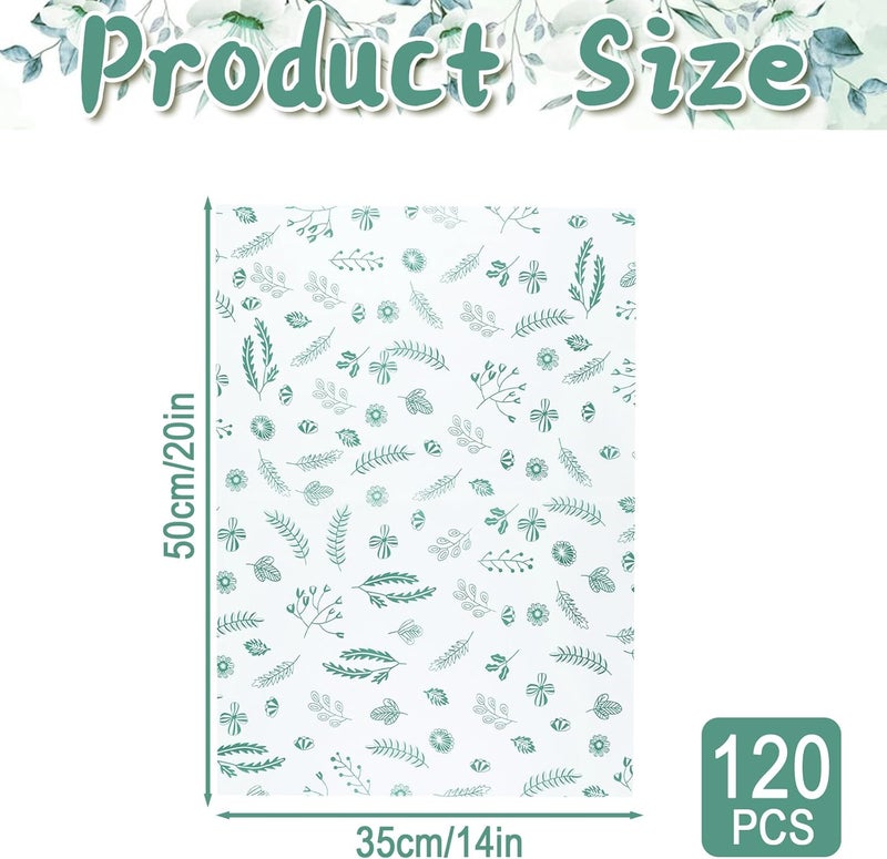 Ethanberg 120 Sheets Gift Wrapping Tissue Paper Bulk, Green Botanical Tissue Paper for Gift Bags, Decorative Art Papers for DIY Crafts Wedding Birthday Baby Showers Holiday Party Decor, 20x14 Inches - Image 2